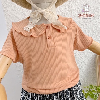 Áo thun gân cổ sen cộc tay Bernie cho bé gái tay cuốn bèo mềm mịn cho bé từ 7-19kg