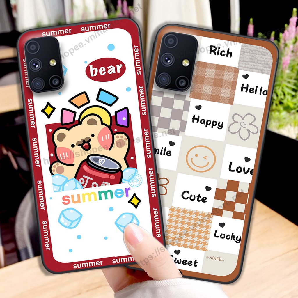 Ốp lưng Samsung M51 trái tim mặt cười, gấu cute thể thao cá tính
