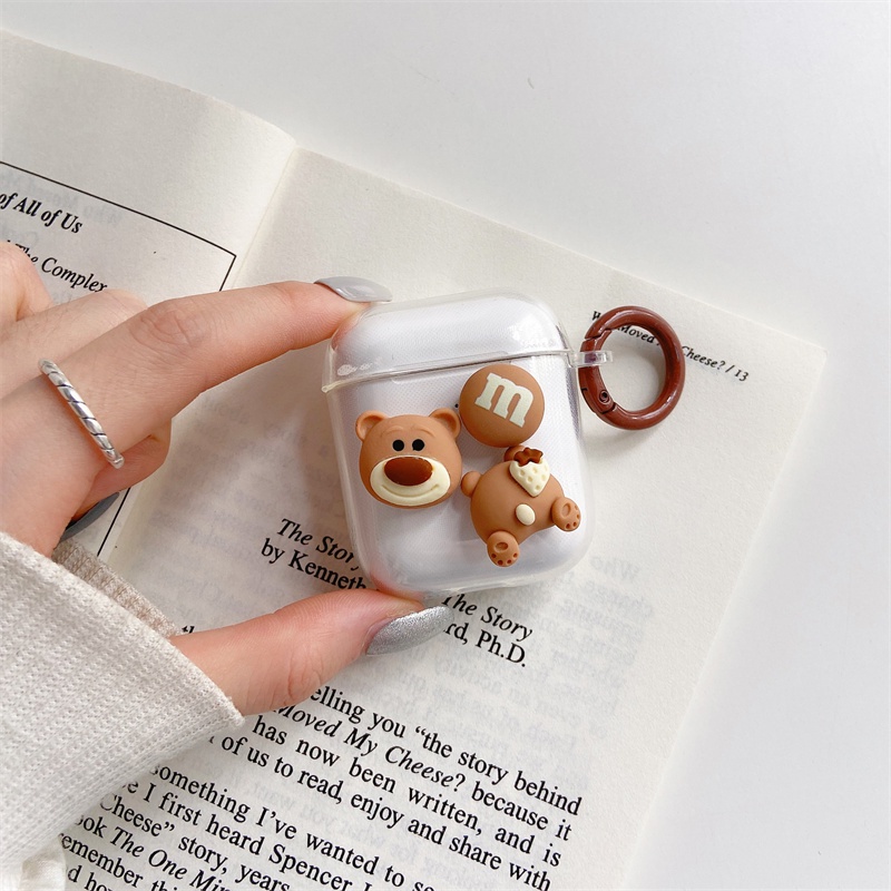 Vỏ bao đựng tại nghe airpod Gấu nâu bảo vệ bao đựng tai nghe không dây bluetooth 1/2/Pro/i12/i9/i7