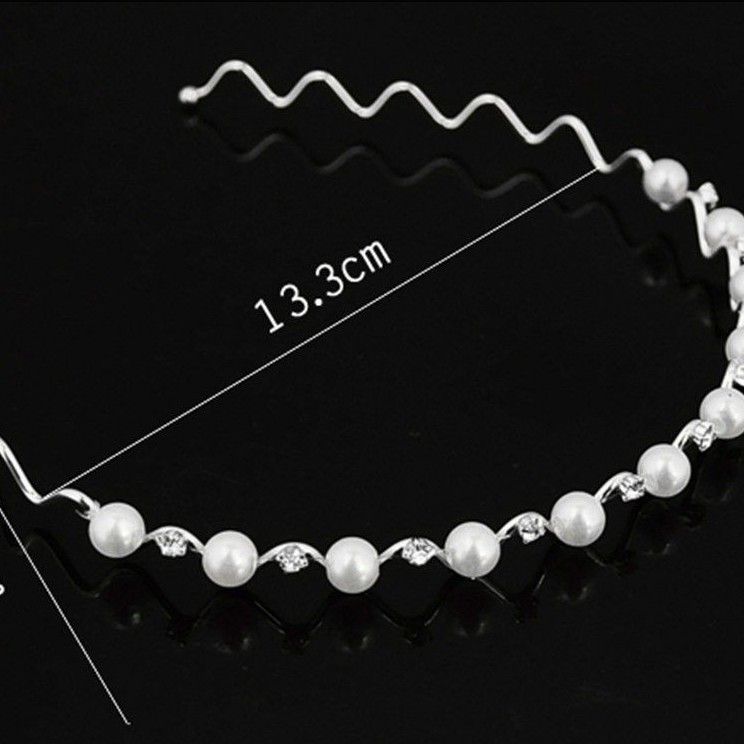 Bờm tóc - băng đô đính giả đá và giả ngọc trai cho nữ