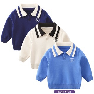 Áo len bé trai WELLKIDS áo len cổ bẻ cho bé họa tiết chữ cái hàng xuất Âu Mỹ