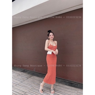 Váy Body Kẻ 2s Xẻ Gấu