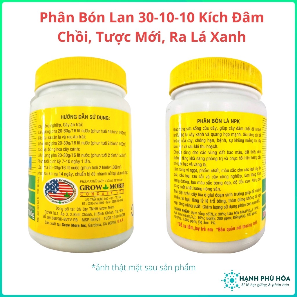 Bộ Ba Phân Bón Hữu Cơ Cho Lan Hoa Kiểng Kích Ra Mầm Growmore (Mỹ) 301010, Kích Mọc Rễ, Ra Hoa 63030 & Vitamin B1 (Thái)