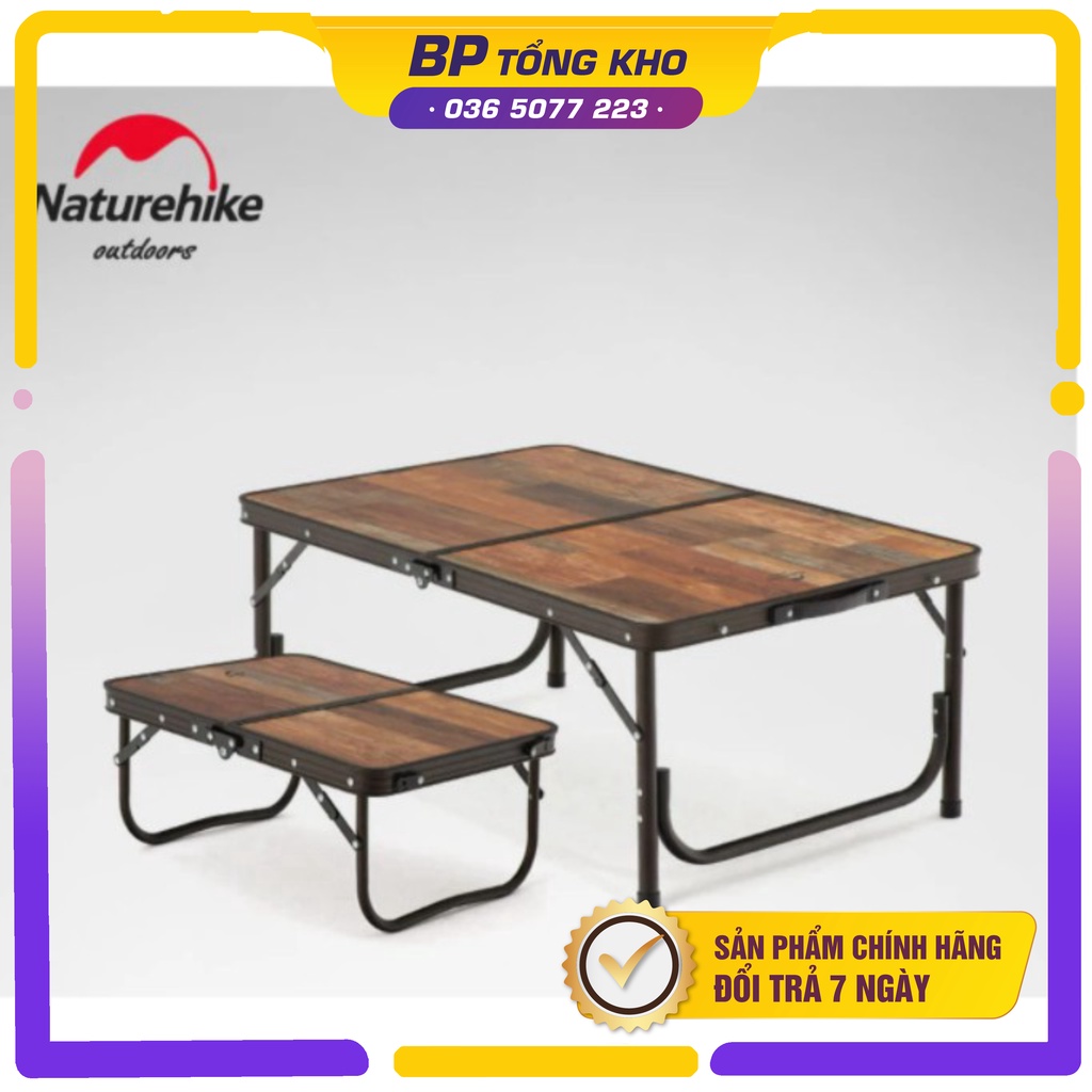 BÀN NHÔM VÂN GỖ GLAMPING NATUREHIKE NH20JJ028 CÓ THỂ ĐIỀU CHỈNH ĐỘ CAO CỦA BÀN