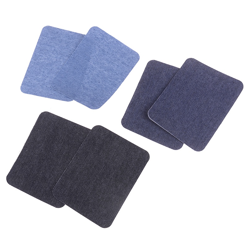 [adorebubble 0610] 6pcs Assorted Cotton Jeans Repair Kit 3Color Iron On Denim Patch Sewing Applique