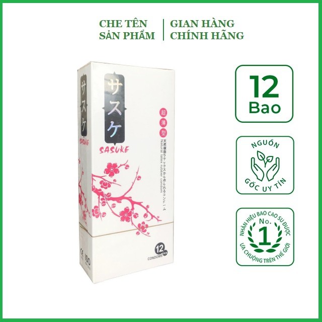 Bao cao su Siêu mỏng Hạt Nổi 12 chiếc Sasuke Hoa anh đào