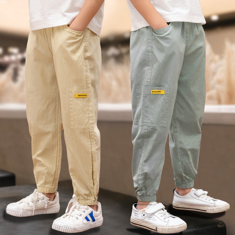 Quần jogger Dáng Rộng Phối Túi Lớn Thời Trang Mùa Hè Cho Bé Trai 5-14 Tuổi