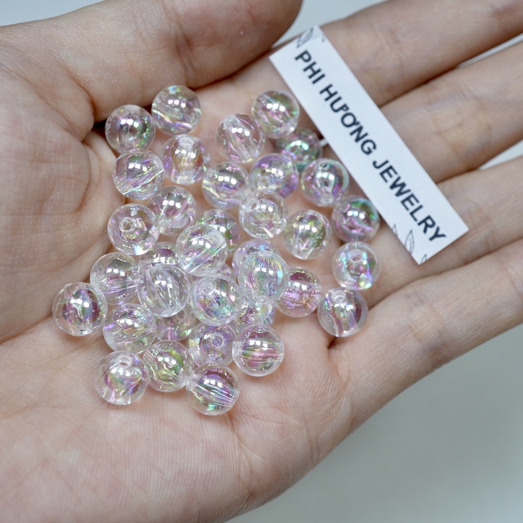 Gói 100 hạt cườm tròn cừ 8mm - 10mm nhựa đủ màu nguyên liệu handmade