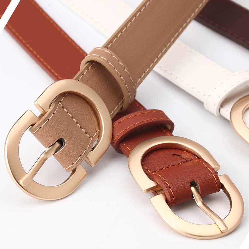 Thắt lưng da PU khóa hợp kim hình tròn có thể điều chỉnh phong cách Hàn Quốc cổ điển dành cho nữ