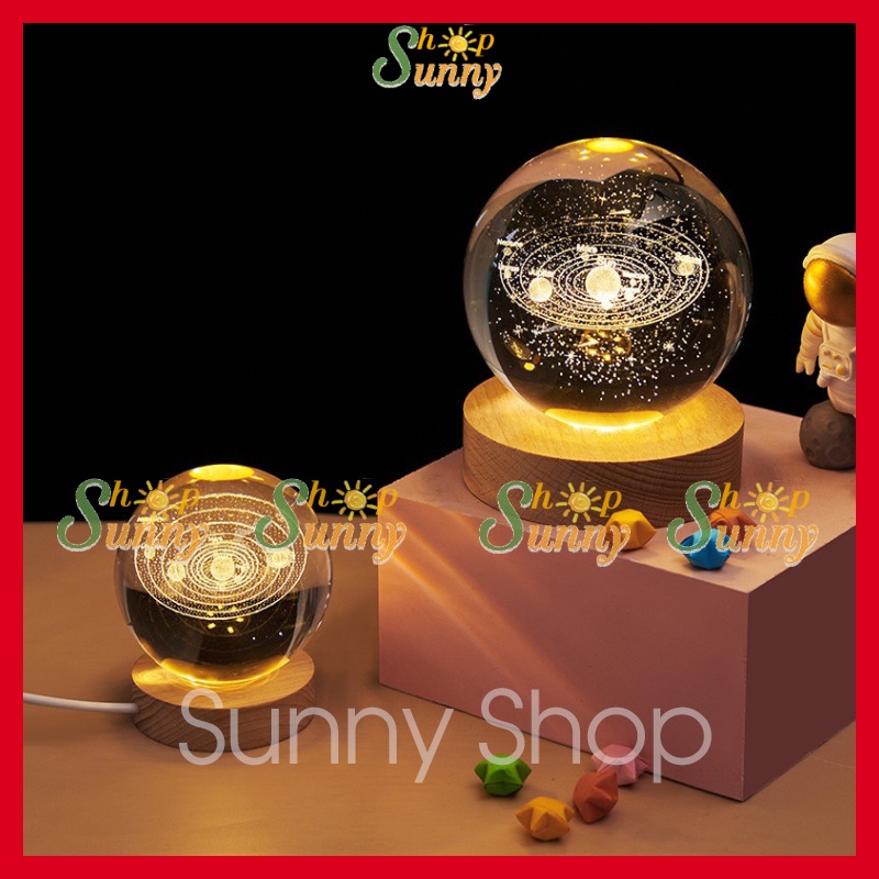 Quả cầu Pha lê vũ trụ thủy tinh decor trang trí để bàn làm việc làm đèn ngủ Phát Sáng Quà Tặng Sinh Nhật Giáng Sinh