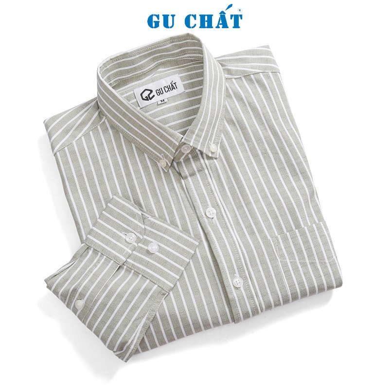 Áo Sơ Mi Nam Tay Dài Kẻ Sọc GU CHẤT, Phong Cách Đơn Giản, Chất Vải Cotton Cao Cấp, Mềm Mịn - GUSGC01