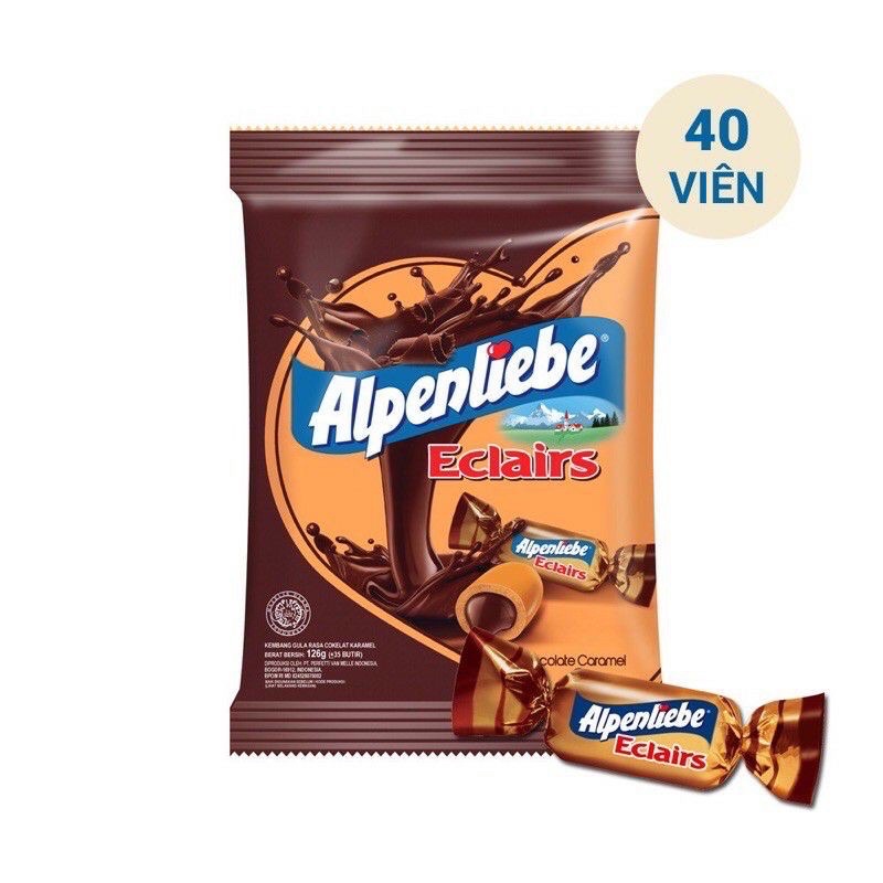Giá sốc- Kẹo mềm Alpenliebe ECLAIR caramen nhân sô cô la túi 144g