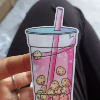 Combo 2 Tem Sticker Decal Trà Sữa Độc Lạ Giá Rẻ Dán Xe, Nón