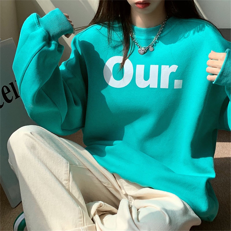 NRVP Áo Hoodie Dáng Rộng Thời Trang Hàn Quốc Đơn Giản Cá Tính Cho Nữ