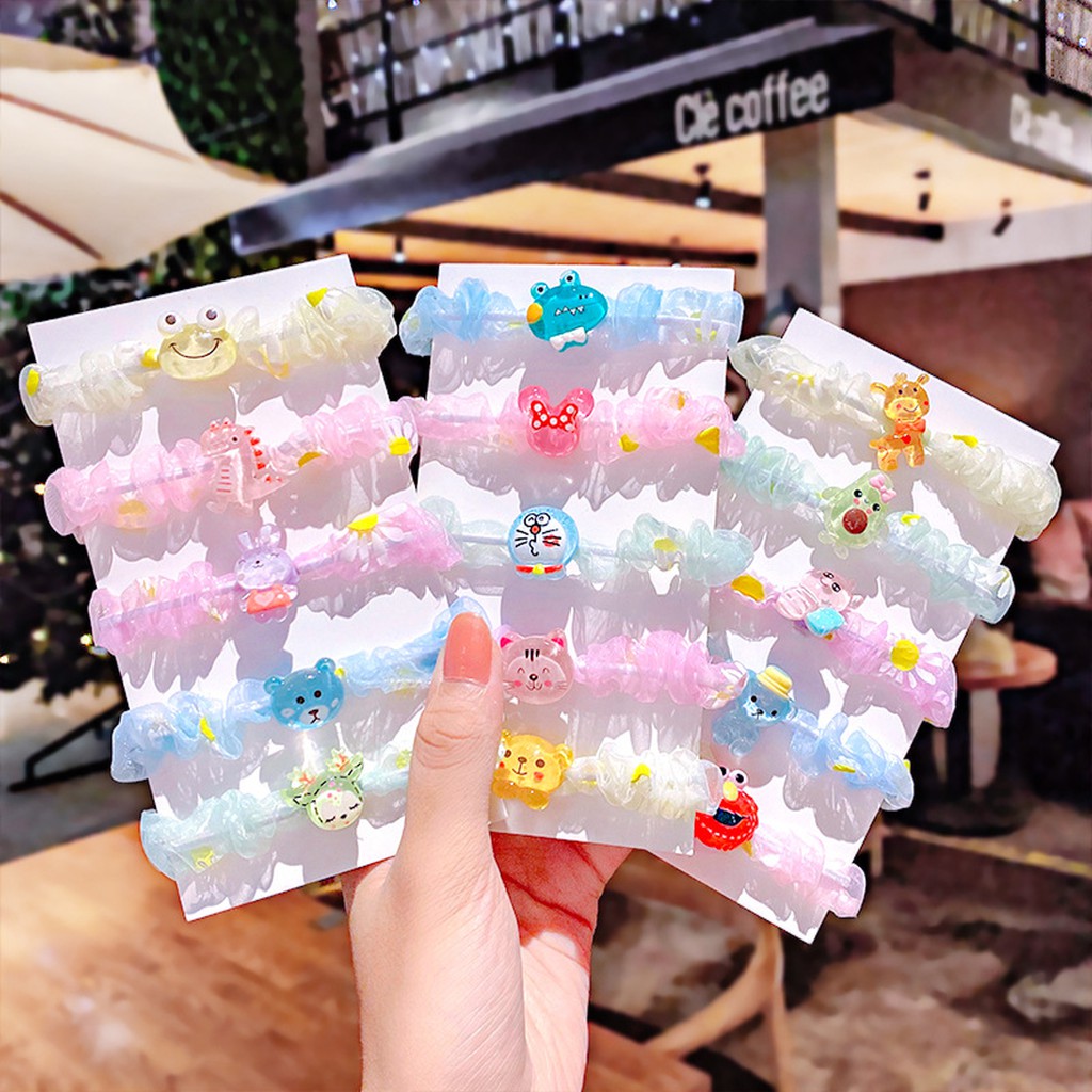 Bịch 5 Dây cột tóc hoạt hình dễ thương cho bé