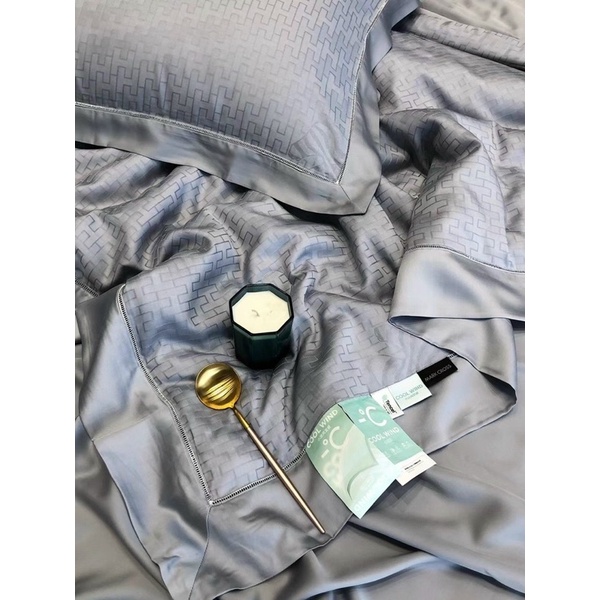 Chăn Ga Tencel 100s vân đá Ice 5D có chăn trần tơ tằm mềm mượt mát lạnh