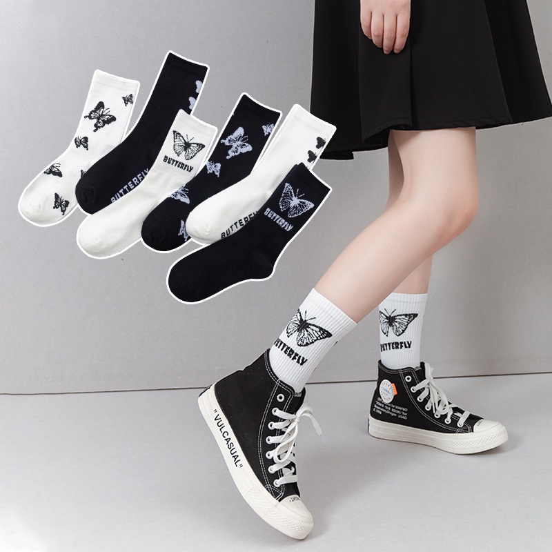 [Mã 151FASHIONSALE1 giảm 10K đơn 50K]Tất cổ cao hình bướm vải mềm dành cho nam nữ
