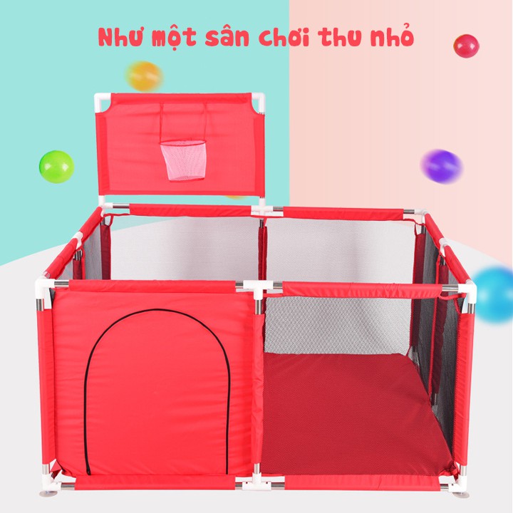 Nhà Bóng mini cho bé Nhà bóng trẻ em Nhà banh Cũi nhà bóng kèm rổ KT 120x120cm (tặng ngay 100 quả bóng) - TOP223