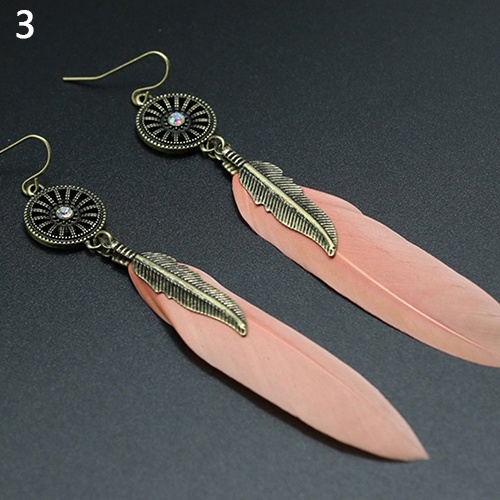 Cặp khuyên tai hợp kim lông vũ phong cách cổ điển cá tính dành cho nữ