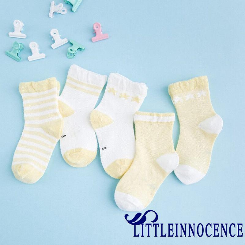 Set 5 đôi vớ cotton in họa tiết hoạt hình dễ thương thời trang cho trẻ sơ sinh