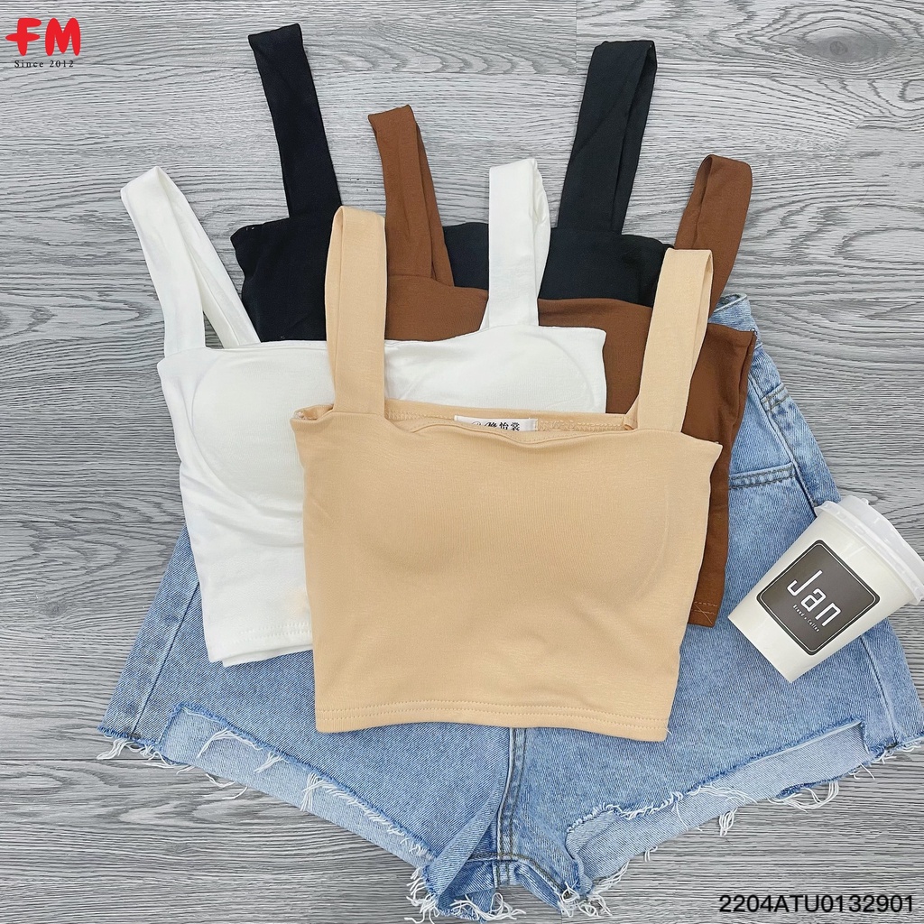 Áo 2 dây croptop FM Style thun nữ 2 dây bản to kiểu ôm vải co giãn thoáng mát quyến rũ dễ phối đồ 204290010