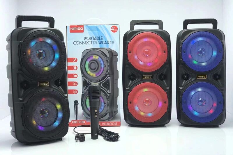 Loa xách tay bluetooth karaoke TWS chất lượng cao Kimiso KMS-6188 kèm micro tiện lợi du lịch hỗ trợ hội họp giảng dạy
