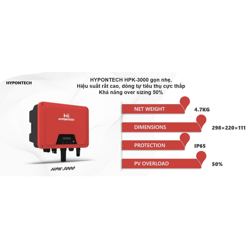 Inverter hòa lưới bám tải 3Kw HYPONTECH HPK-3000