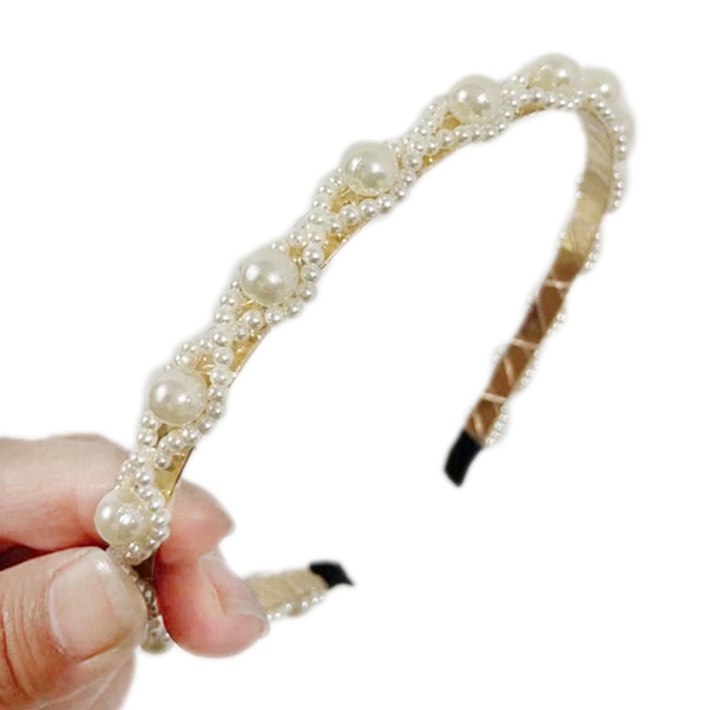 Băng Đô Cài Tóc Đính Hạt Ngọc Trai Giả Bằng Kim Loại Sang Trọng Cổ Điển Cho Nữ