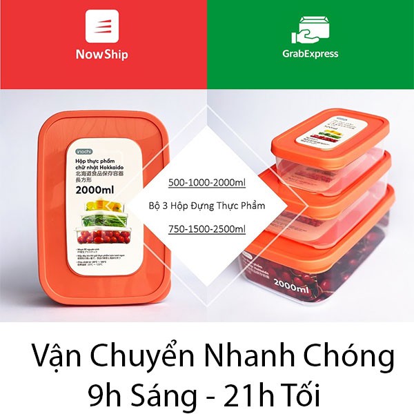 [ Bộ 6 size] Hộp Đựng Thực Phẩm, Hộp Đựng Thức Ăn, Hộp Bảo Quản Thực Phẩm Tủ Lạnh INOCHI