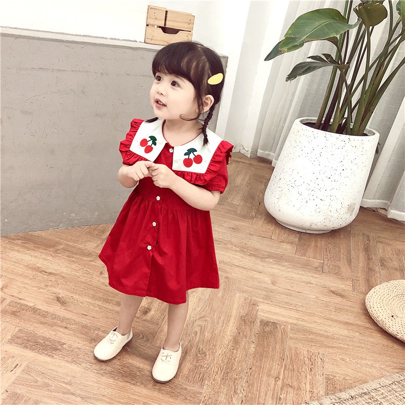 Váy đỏ cao cấp xuất Hàn cho bé