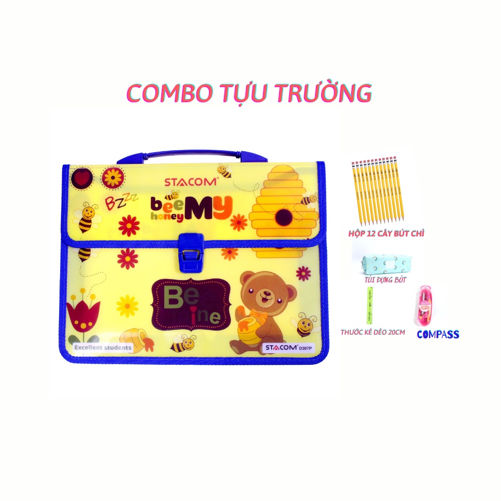 Combo cặp học sinh và túi bút Stacom cho bé