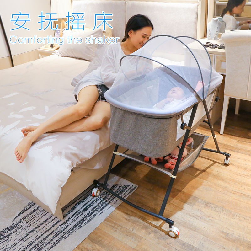 nôi cũi có thể gấp lại giường cho bé sơ sinh di động để ngủ thoải mái bb shaker màn