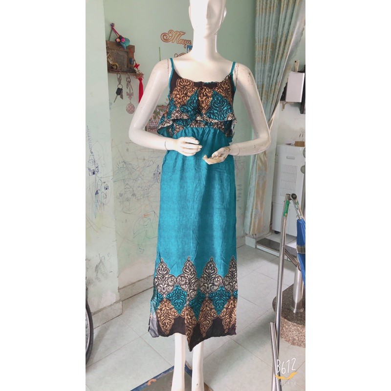 [chọn màu]Đầm maxi lanh lụa 2 dây bèo dài (48-65ky) | BigBuy360 - bigbuy360.vn