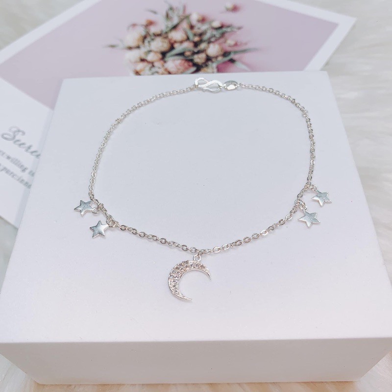 Lắc chân bạc nữ 925 cao cấp hình sao trăng | BigBuy360 - bigbuy360.vn
