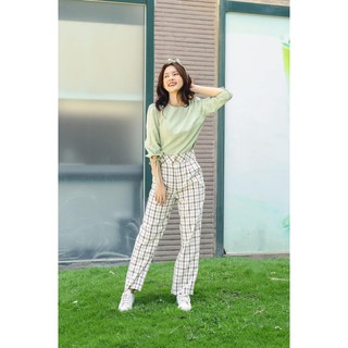 MINX - Quần Ống Suông Plaid Pant