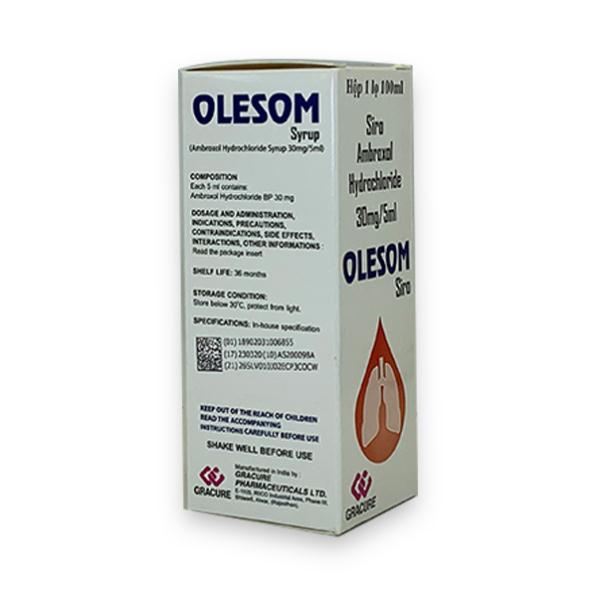 Long đờm, loãng đờm, giảm ho  Olesom Ambroxol - Chai 100ml nhập khẩu ẤN ĐỘ