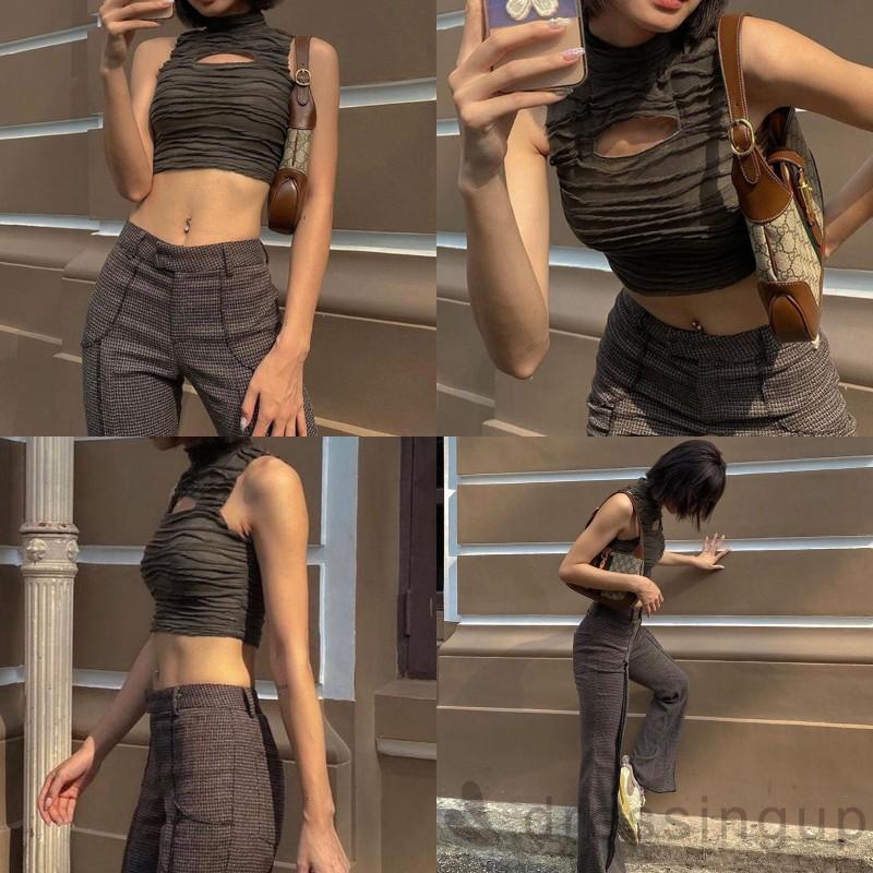 Áo Không Tay Cổ Lọ Màu Trơn Thiết Kế Độc Đáo Dành Cho Nữ | BigBuy360 - bigbuy360.vn