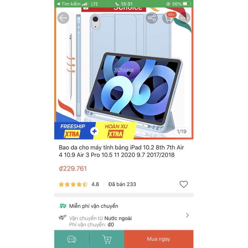 Pass bao da ipad gen 7,8 chưa sử dùng do lên đời máy