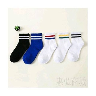 Vớ Thể Thao Cổ Cao Kẻ Sọc Trắng Đen Thời Trang