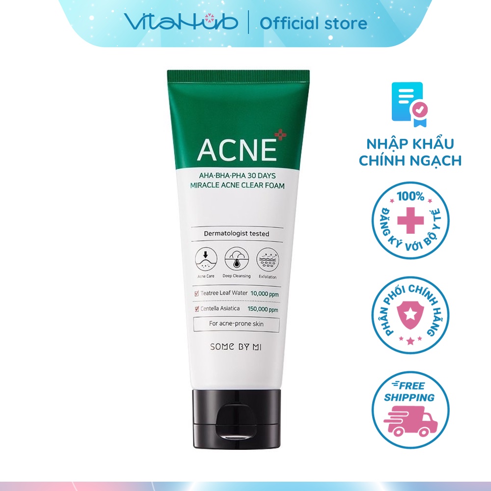 Sữa Rửa Mặt Some By Mi AHA.BHA.PHA 30 Days Miracle ACNE Clear Foam 100ml
