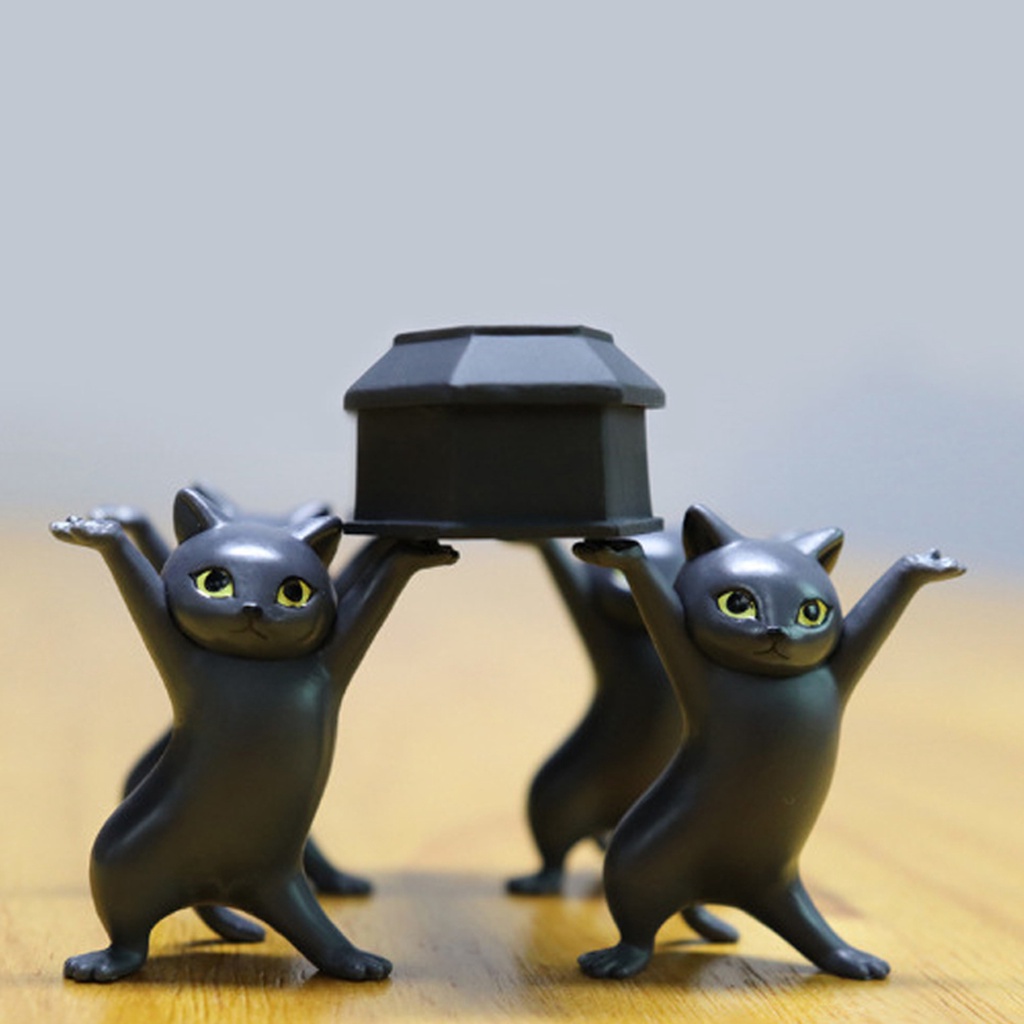 1 Bộ Giá Đỡ Bút Để Bàn Hình Mèo Nhảy Múa Vui Nhộn