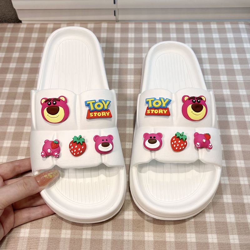Dép Hình Gấu Dâu Tây Đáng Yêu Dép Đi Trong Nhà Tắm Hình Gấu Và Dâu Tây Nhỏ Mùa Hè Cho Nữ