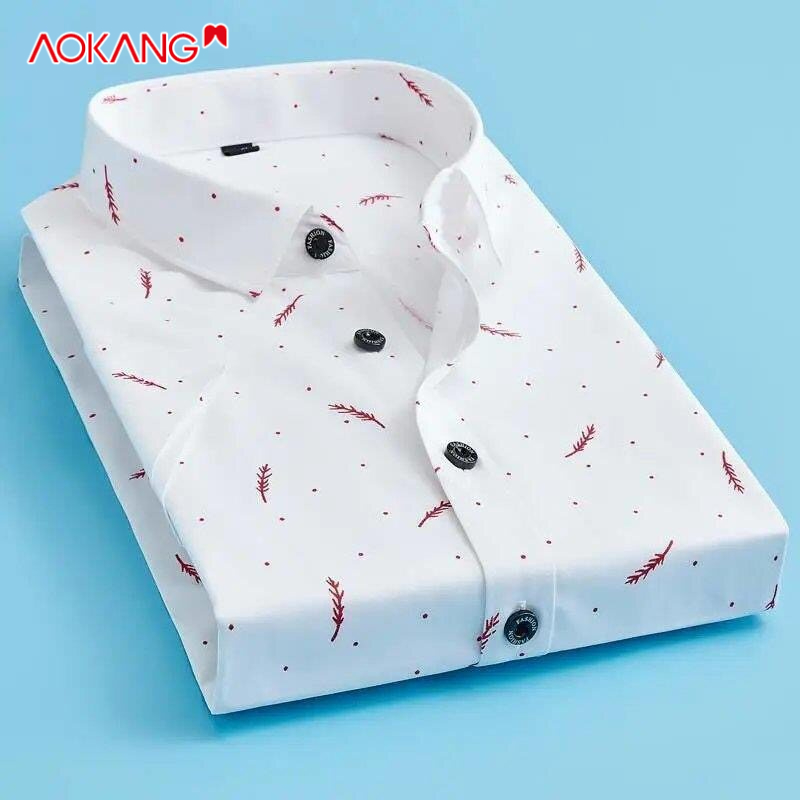 Áo sơ mi AOKANG cotton ngắn tay in họa tiết lông vũ thời trang dành cho nam