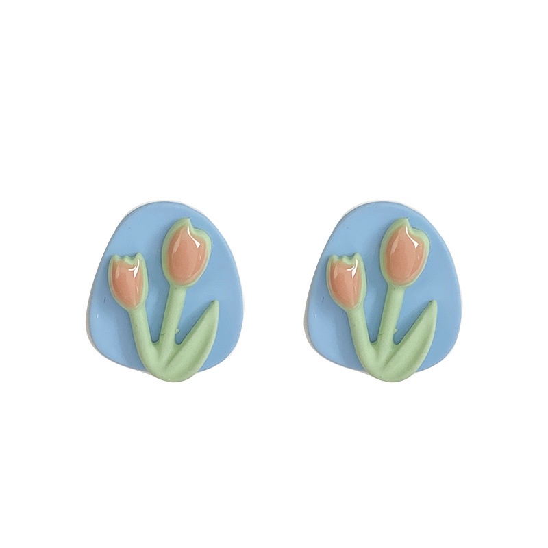 Đôi Khuyên Tai Hình Hoa tulip Phong Cách Hàn Quốc Ngọt Ngào Đơn Giản Dễ Phối Đồ Cho Nữ