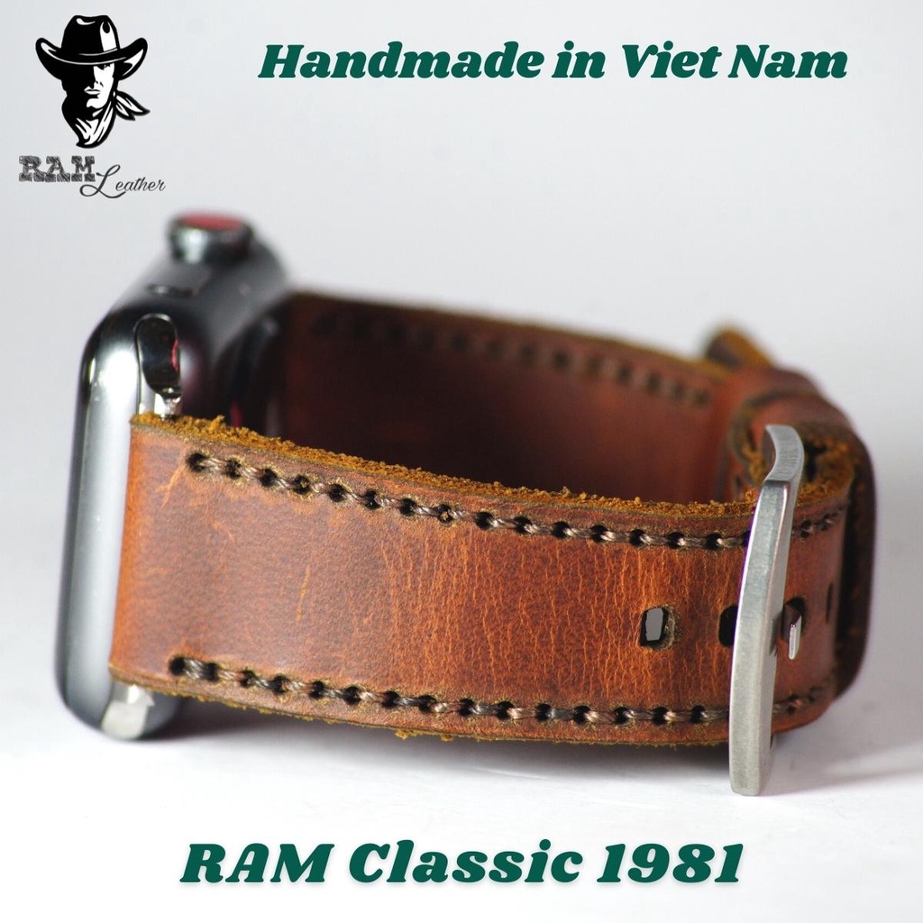 Dây đồng hồ Apple Watch , Iwatch , Iphone Watch Da Bò Thật By RAM Leather Bền Đẹp