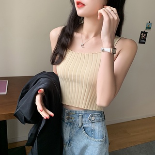 Áo tank top dệt kim màu trơn thanh lịch