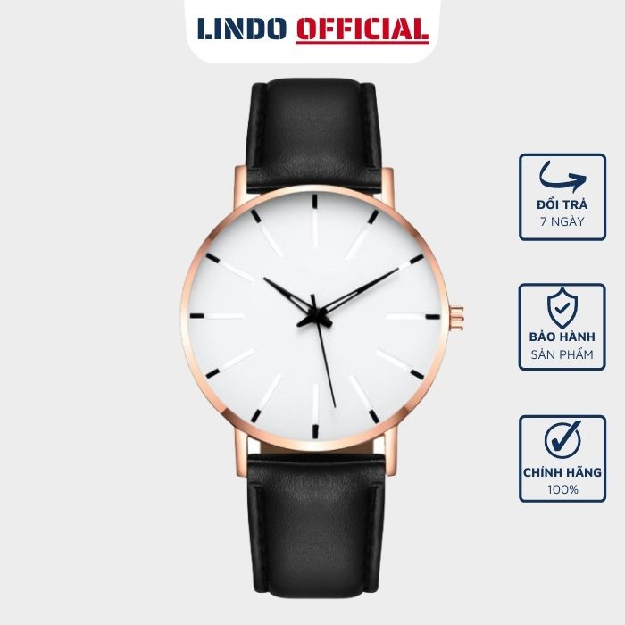 Đồng hồ nam dây da thời trang công sở chính hãng D-ZINER NAD17 mặt tròn tối giản - LINDO