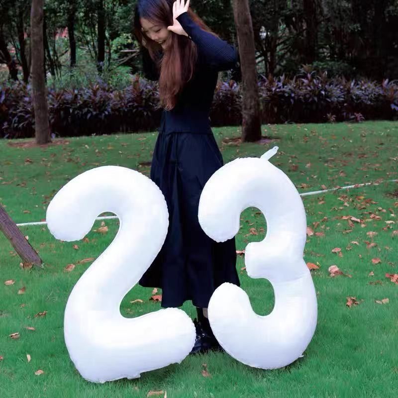 Bong bóng hình số 0-9 kích thước 32 inch màu trắng dùng để trang trí tiệc sinh nhật