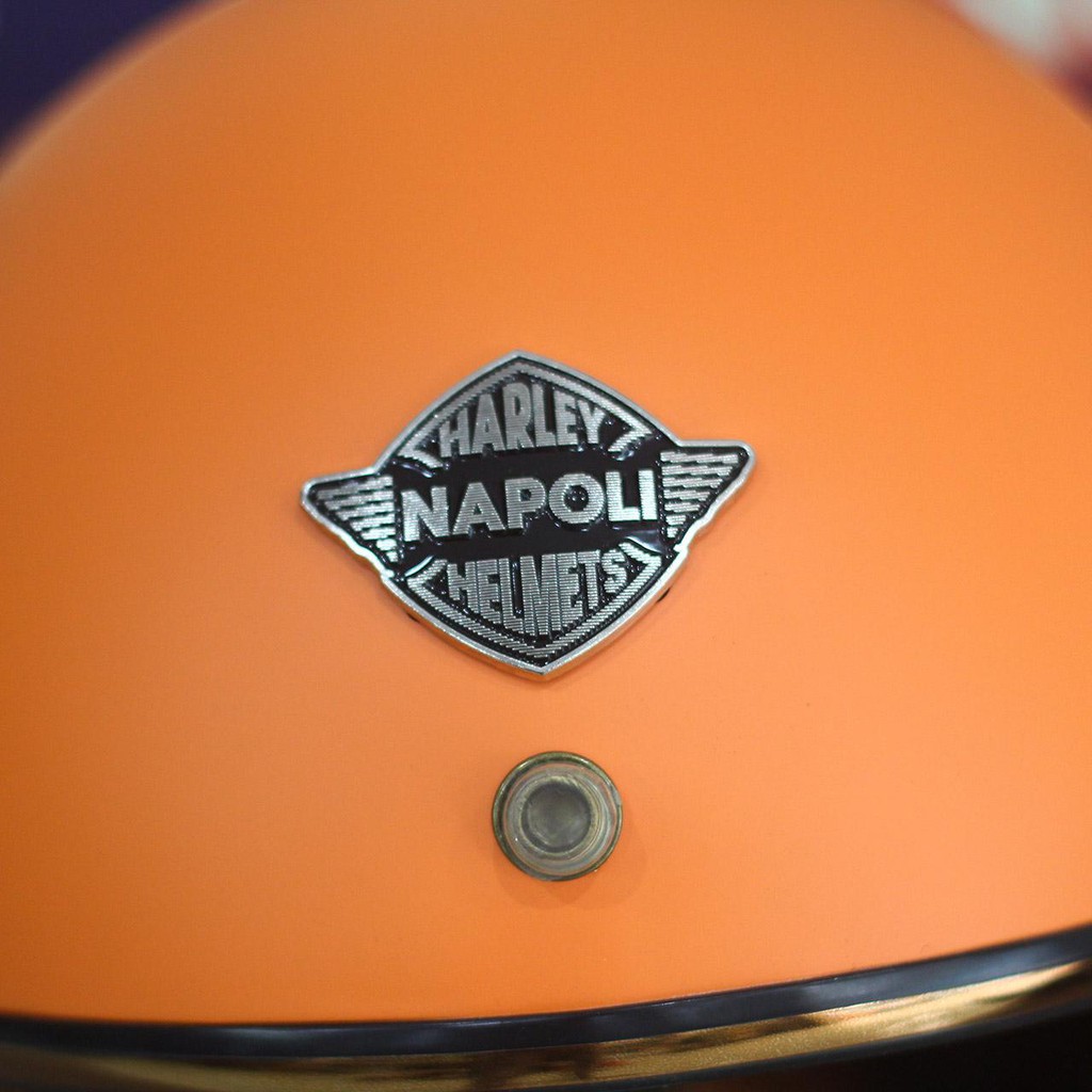 Nón bảo hiểm 3/4 đầu Napoli SH màu cam, bảo hành 12 tháng, hàng chính hãng