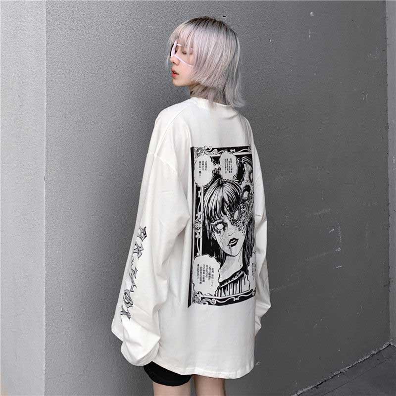 Áo thun dài tay nữ Anime Horror Girl , Áo sweater ulzzang Tiger.86 LS34